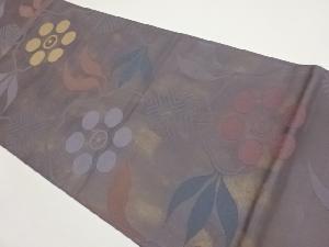 抽象花葉模様織出し洒落袋帯